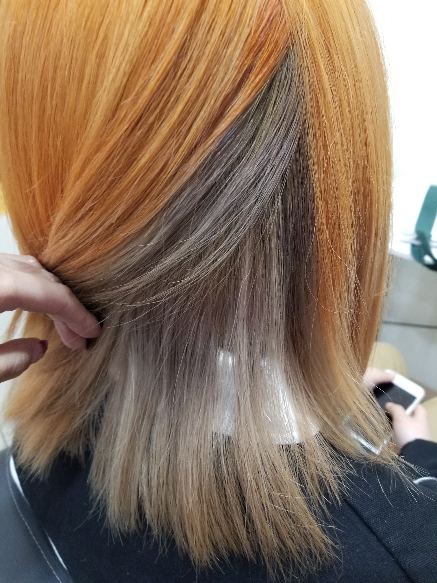 インナーカラー　オレンジ×ベージュ